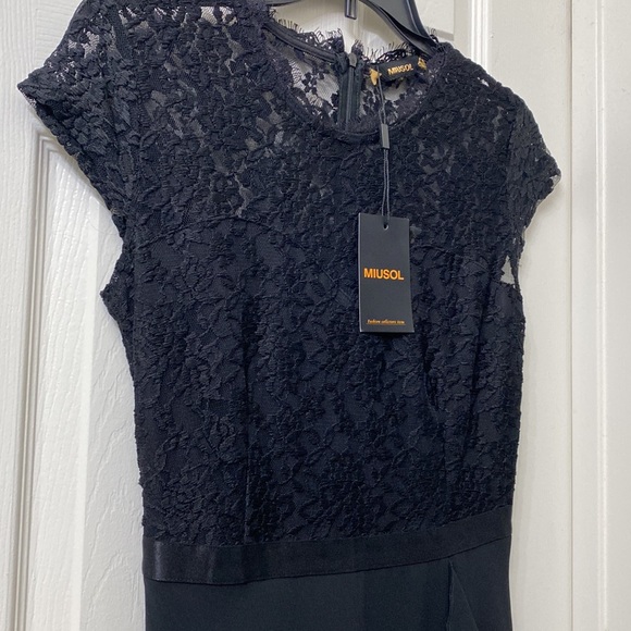 •NWT•Miusol Lace/Ruffle Black Dress - Picture 6 of 15